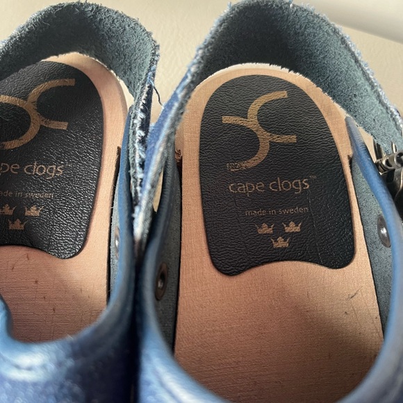 Cape Clogs Made in Sweden Denim and Wood Clogs Girls Size 30 - Picture 8 of 10
